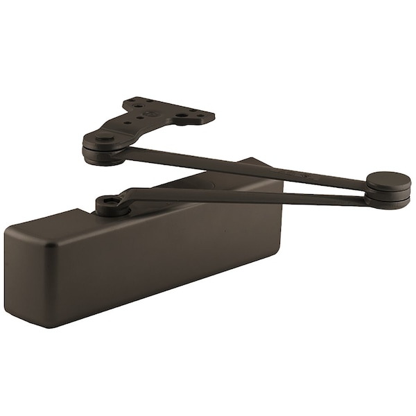 Grade 1 Surface Door Closer, Cush Arm, Push Side Mounting, Delayed Action, 110 Degree Swing, Adjusta